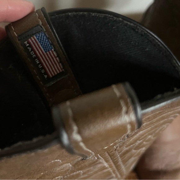 Laredo Women’s Brown Leather Pointed Toe Western Cowgirl Boots Metal Toe Trim 9M - Picture 9 of 15